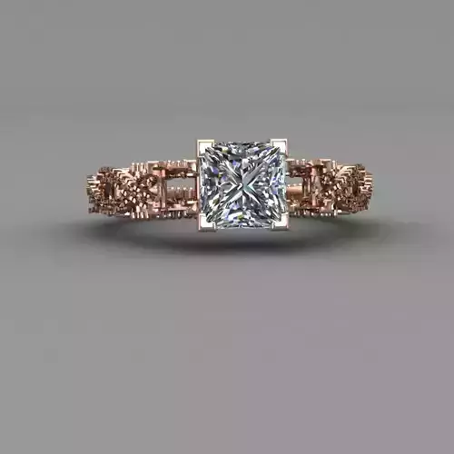 Rose Gold Women Diamond Ring 3D print model