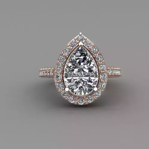 Rose Gold Women Diamond Ring 3D print model