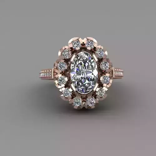 Rose Gold Women Diamond Ring 3D print model