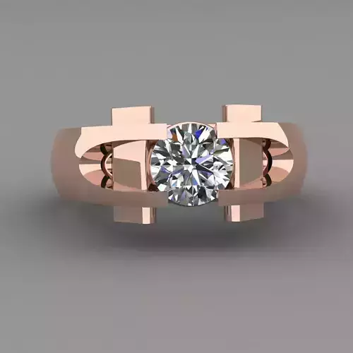 Rose Gold Women Diamond Ring 3D print model
