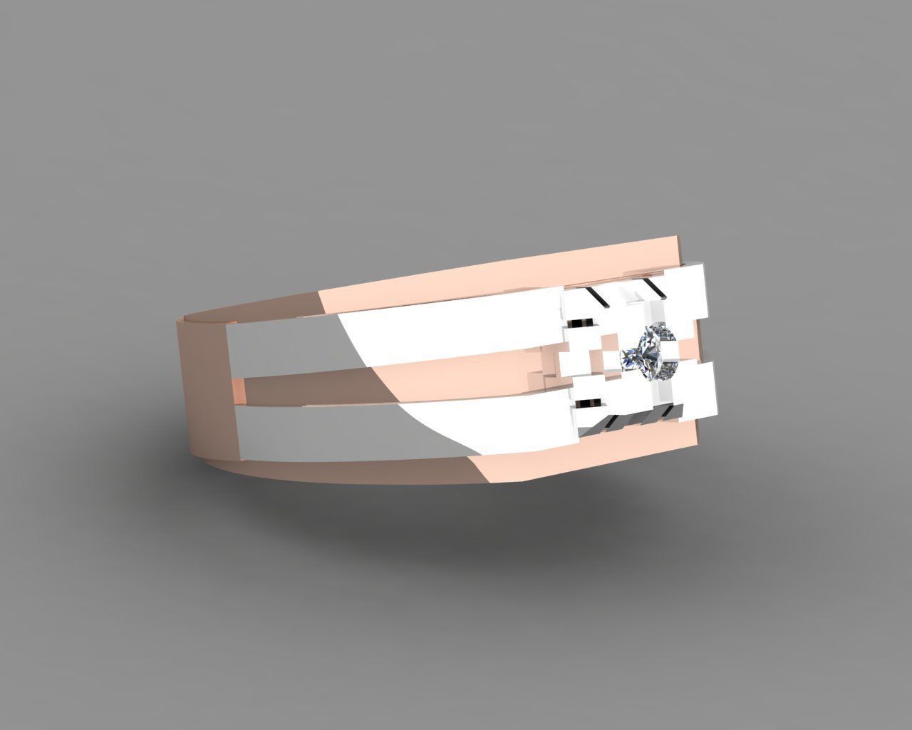 Rose Gold Men Diamond Ring 3D print model 3D print model_1