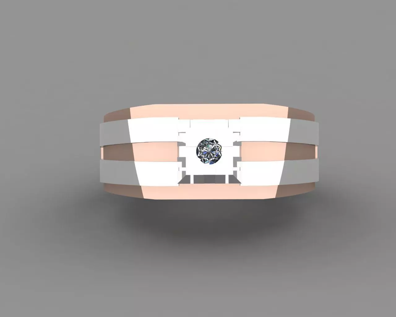 Rose Gold Men Diamond Ring 3D print model 3D print model_0