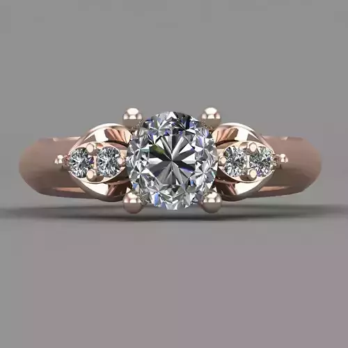 Rose Gold Women Diamond Ring 3D print model