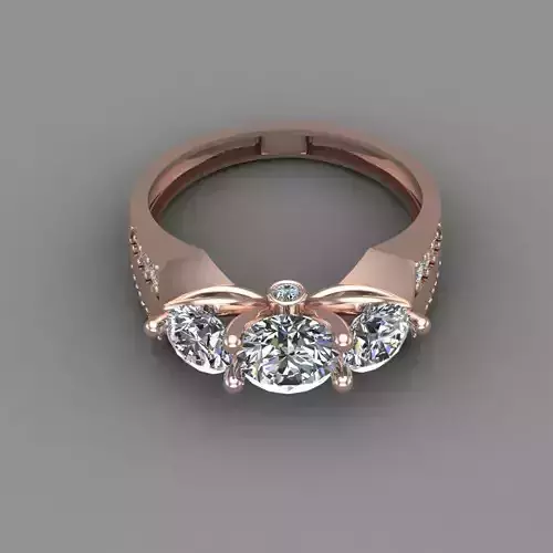 Rose Gold Women Diamond Ring 3D print model