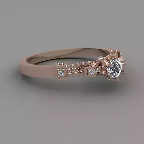 Rose Gold Women Diamond Ring 3D print model