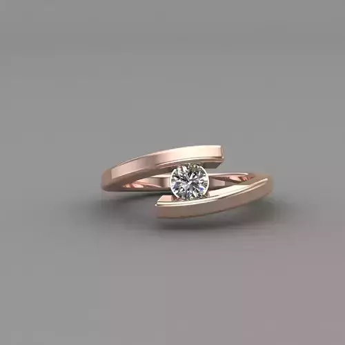 Rose Gold Women Diamond Ring 3D print model