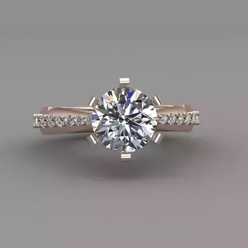 Rose Gold Women Diamond Ring 3D print model