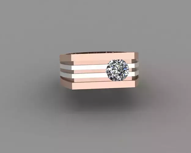 Rose Gold Men Diamond Ring 3D print model