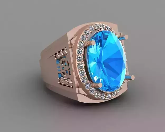 Rose Gold Men Diamond Ring 3D print model