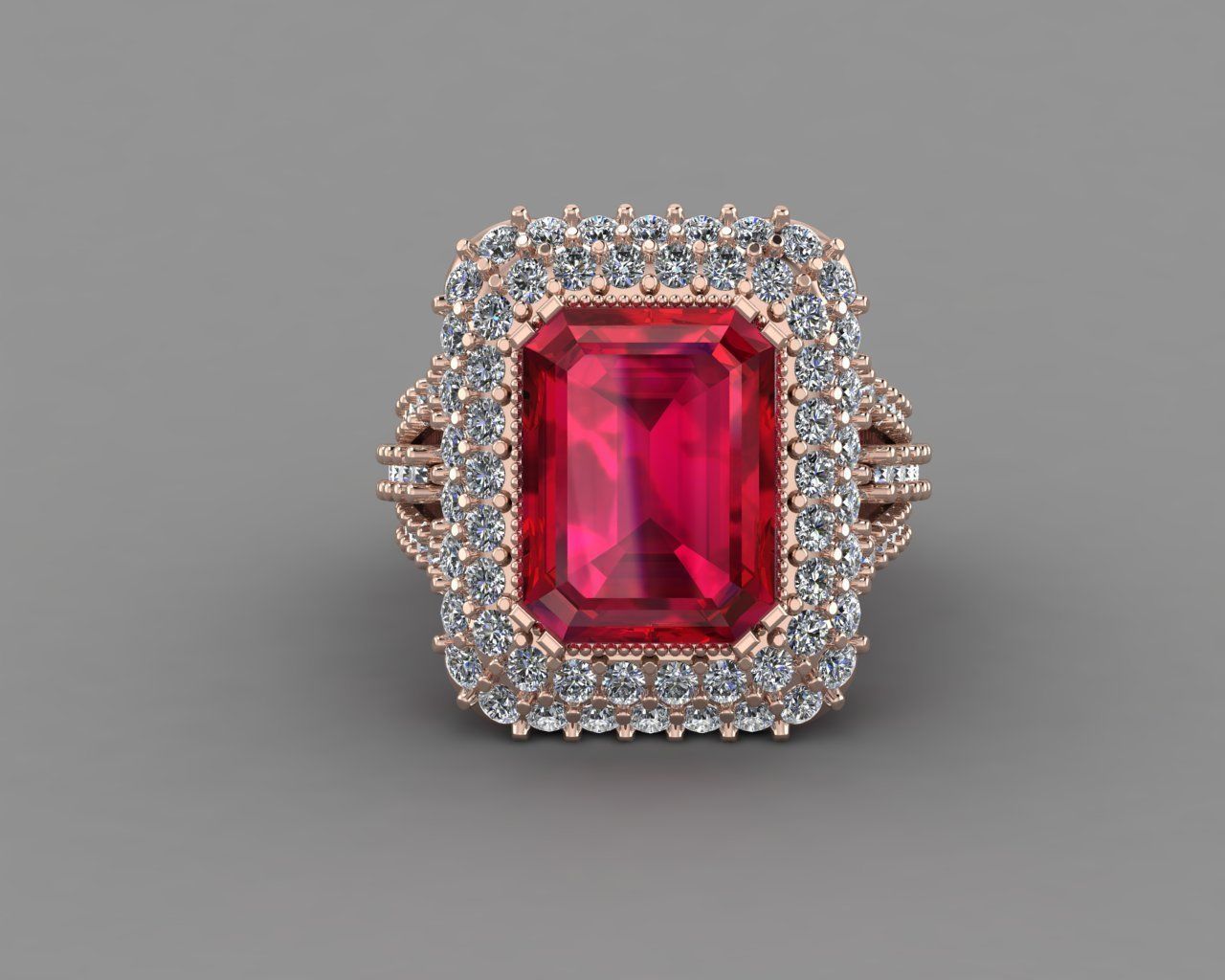 Rose Gold Women Diamond Ring 3D print model 3D print model_1