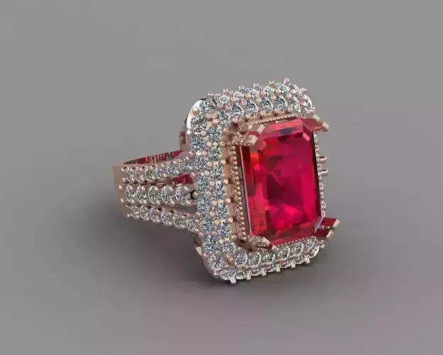 Rose Gold Women Diamond Ring 3D print model 3D print model