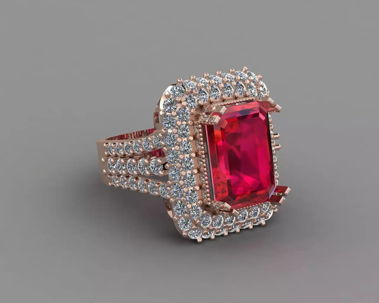 Rose Gold Women Diamond Ring 3D print model 3D print model_0