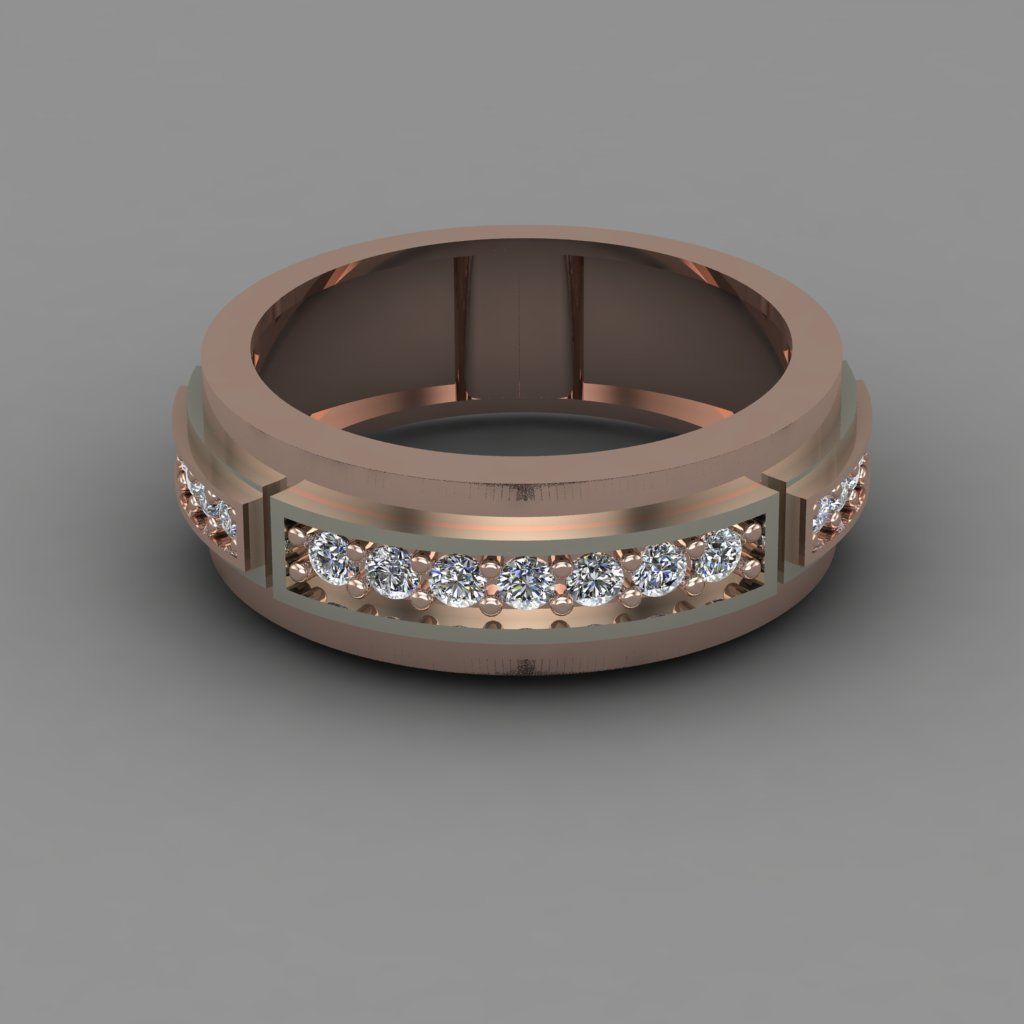 Rose Gold Men Diamond Ring 3D print model 3D print model_3