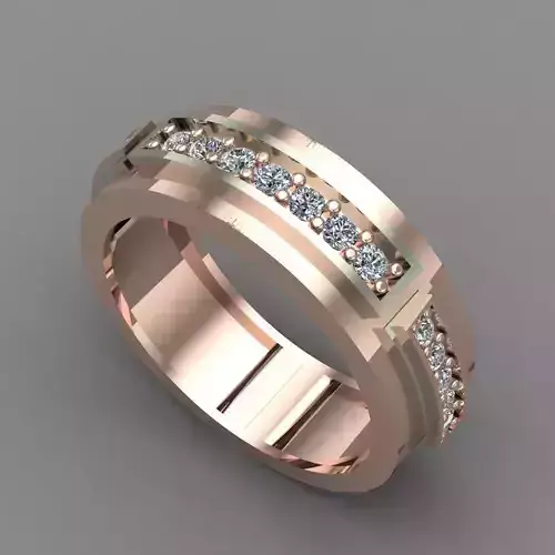 Rose Gold Men Diamond Ring 3D print model 3D print model
