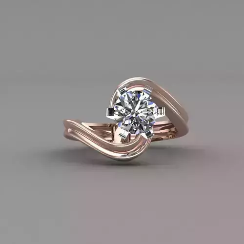 Rose Gold Women Diamond Ring 3D print model
