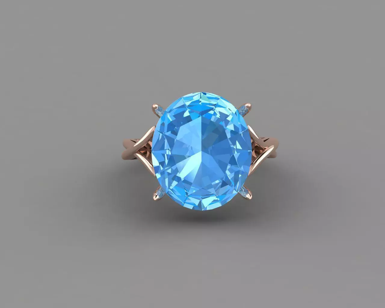 Rose Gold Women Diamond Ring 3D print model 3D print model_0