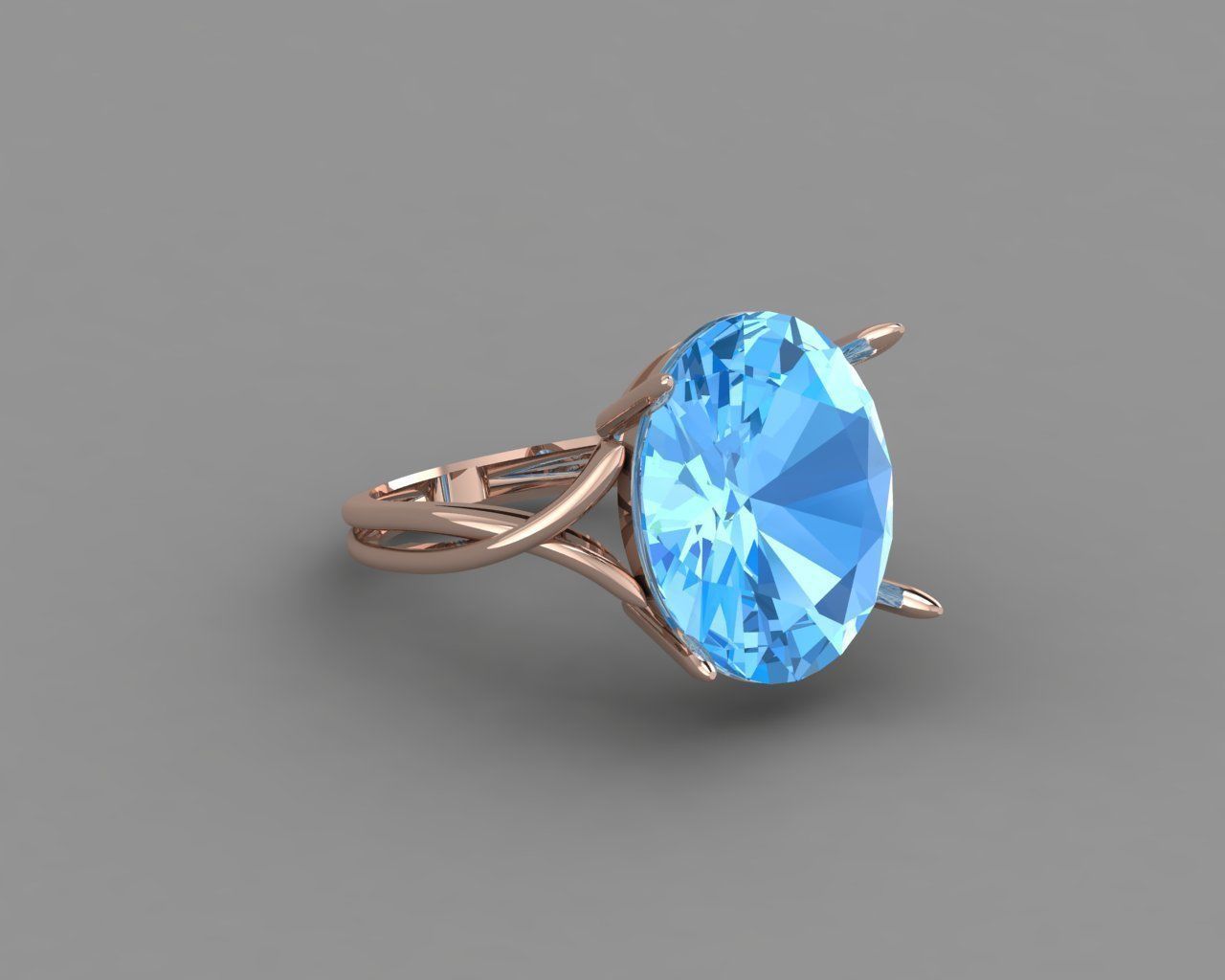 Rose Gold Women Diamond Ring 3D print model 3D print model_1