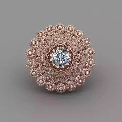 Indian Rose Gold Women Diamond Ring 3D print model