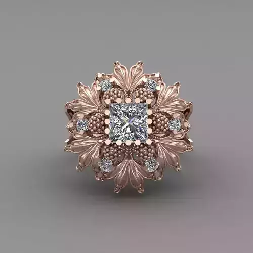 Indian Rose Gold Women Diamond Ring 3D print model