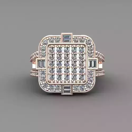 Rose Gold Women Diamond Ring 3D print model
