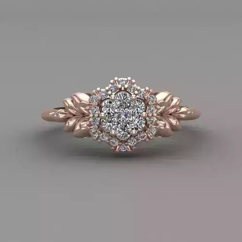 Rose Gold Women Diamond Ring 3D print model