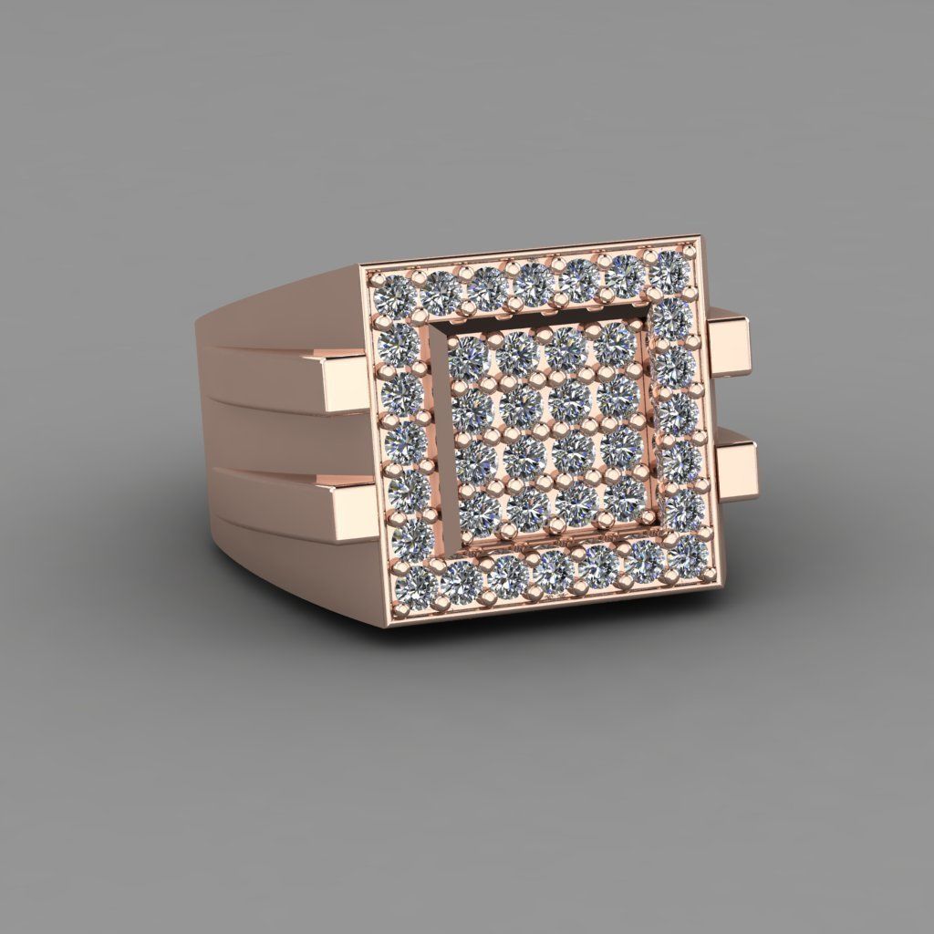 Rose Gold Women Diamond Ring 3D print model 3D print model_1