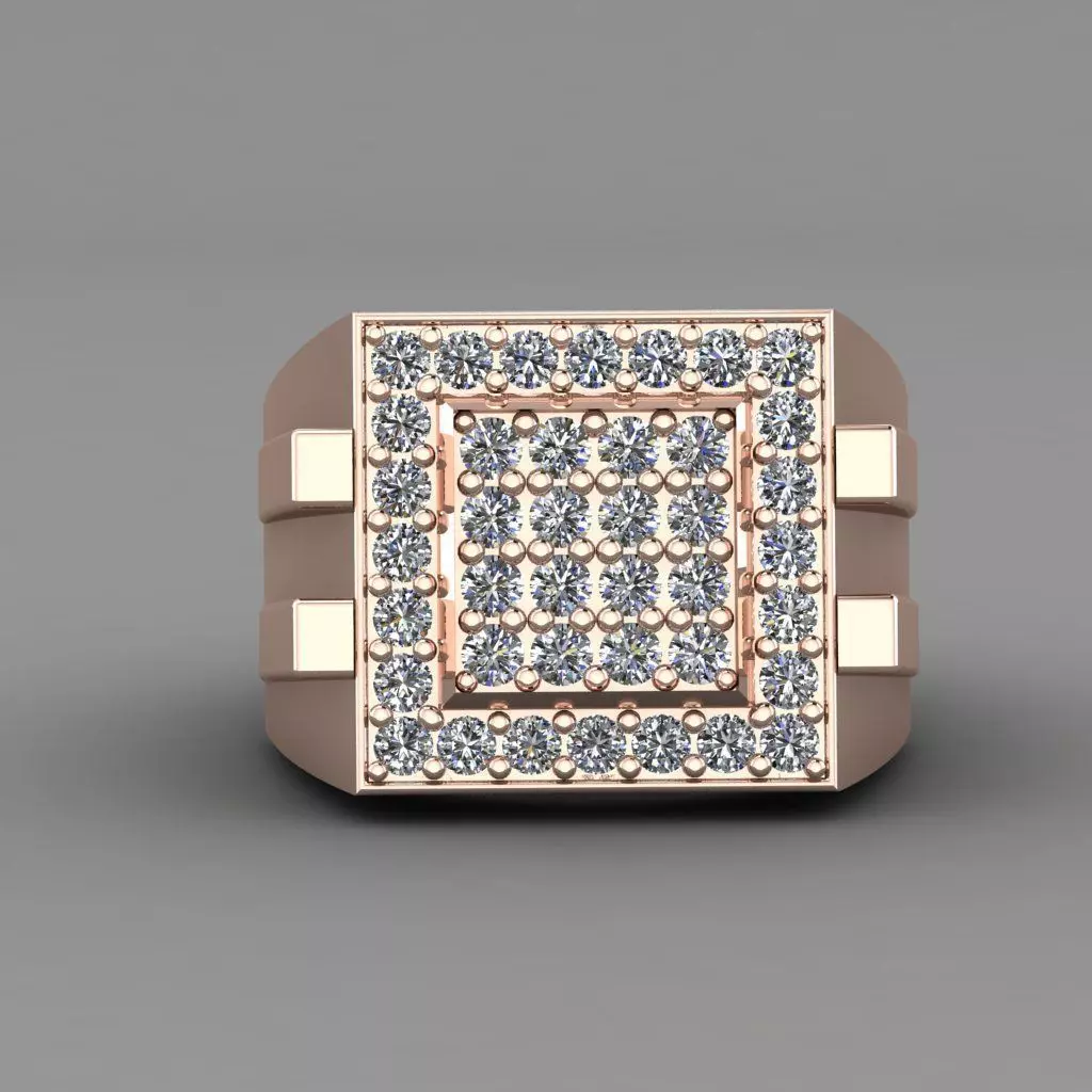 Rose Gold Women Diamond Ring 3D print model 3D print model_0