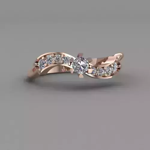 Rose Gold Women Diamond Ring 3D print model