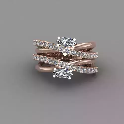 Rose Gold Women Diamond Ring 3D print model
