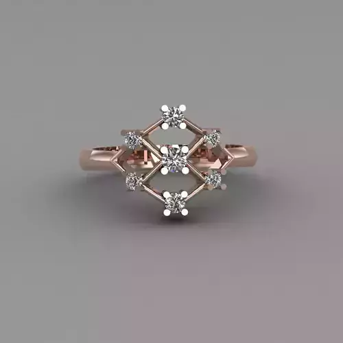 Rose Gold Women Diamond Ring 3D print model