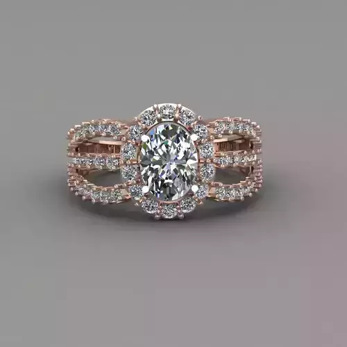 Rose Gold Women Diamond Ring 3D print model