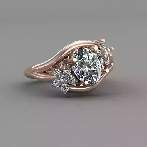 Rose Gold Women Diamond Ring 3D print model
