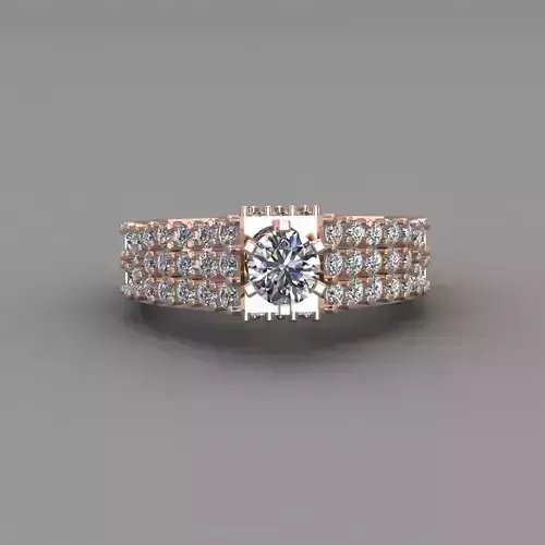 Rose Gold Women Diamond Ring 3D print model