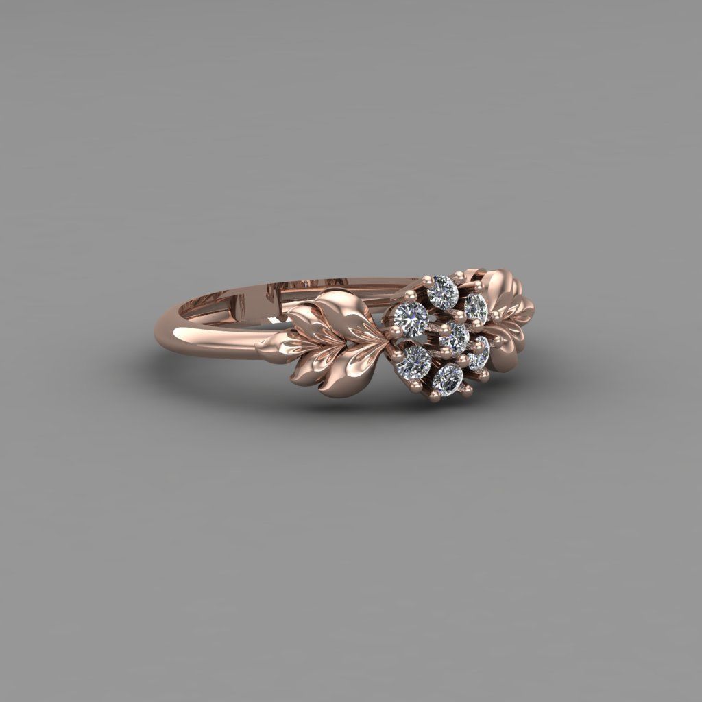 Rose Gold Women Diamond Ring 3D print model 3D print model_1