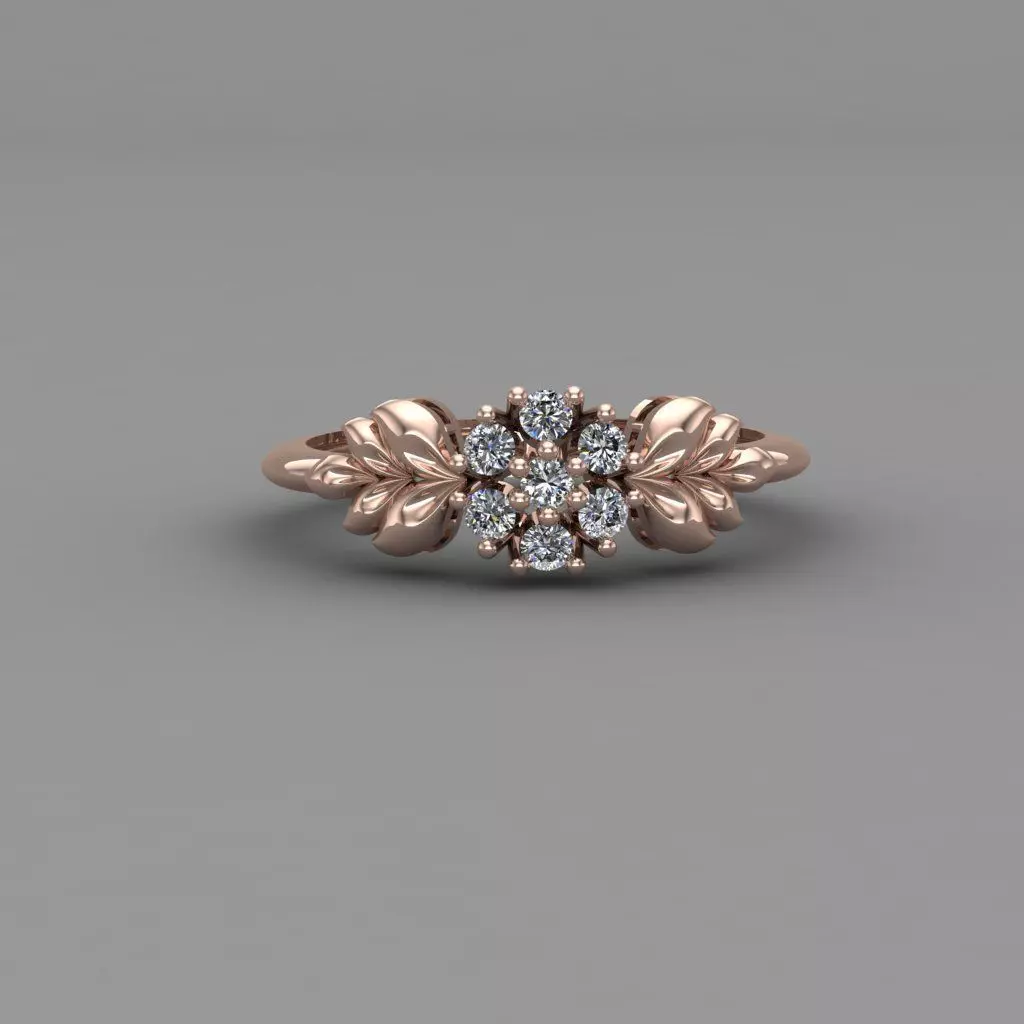 Rose Gold Women Diamond Ring 3D print model 3D print model_0