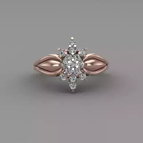 Rose Gold Women Diamond Ring 3D print model