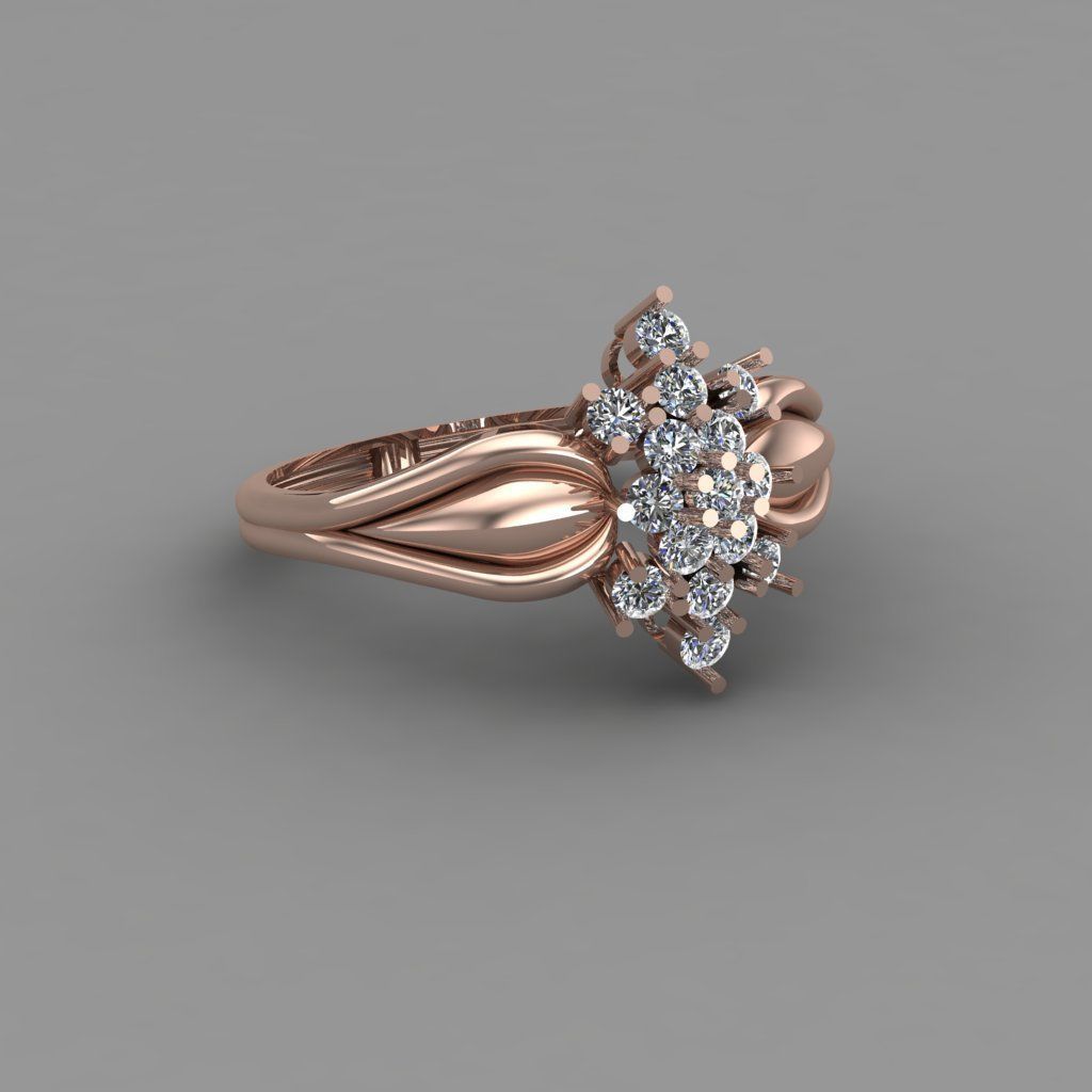 Rose Gold Women Diamond Ring 3D print model 3D print model_1
