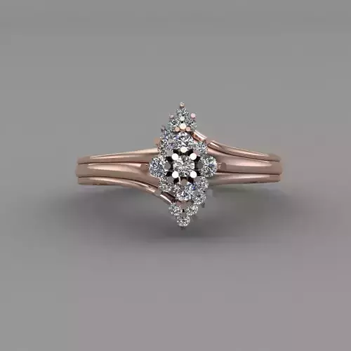 Rose Gold Women Diamond Ring 3D print model