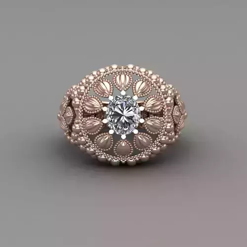 indian Rose Gold Women Diamond Ring 3D print model