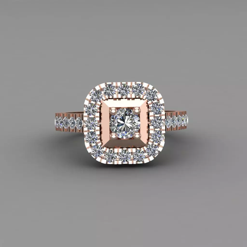 Rose Gold Women Diamond Ring 3D print model 3D print model_0