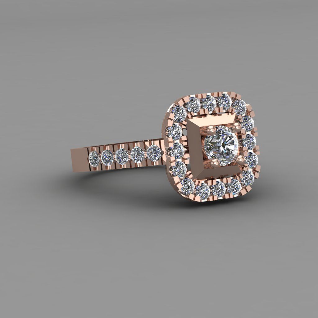 Rose Gold Women Diamond Ring 3D print model 3D print model_1