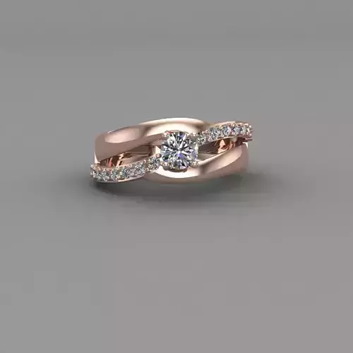 Rose Gold Women Diamond Ring 3D print model