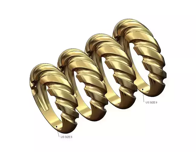 Grooved dome band US sizes 6to9 3D print model