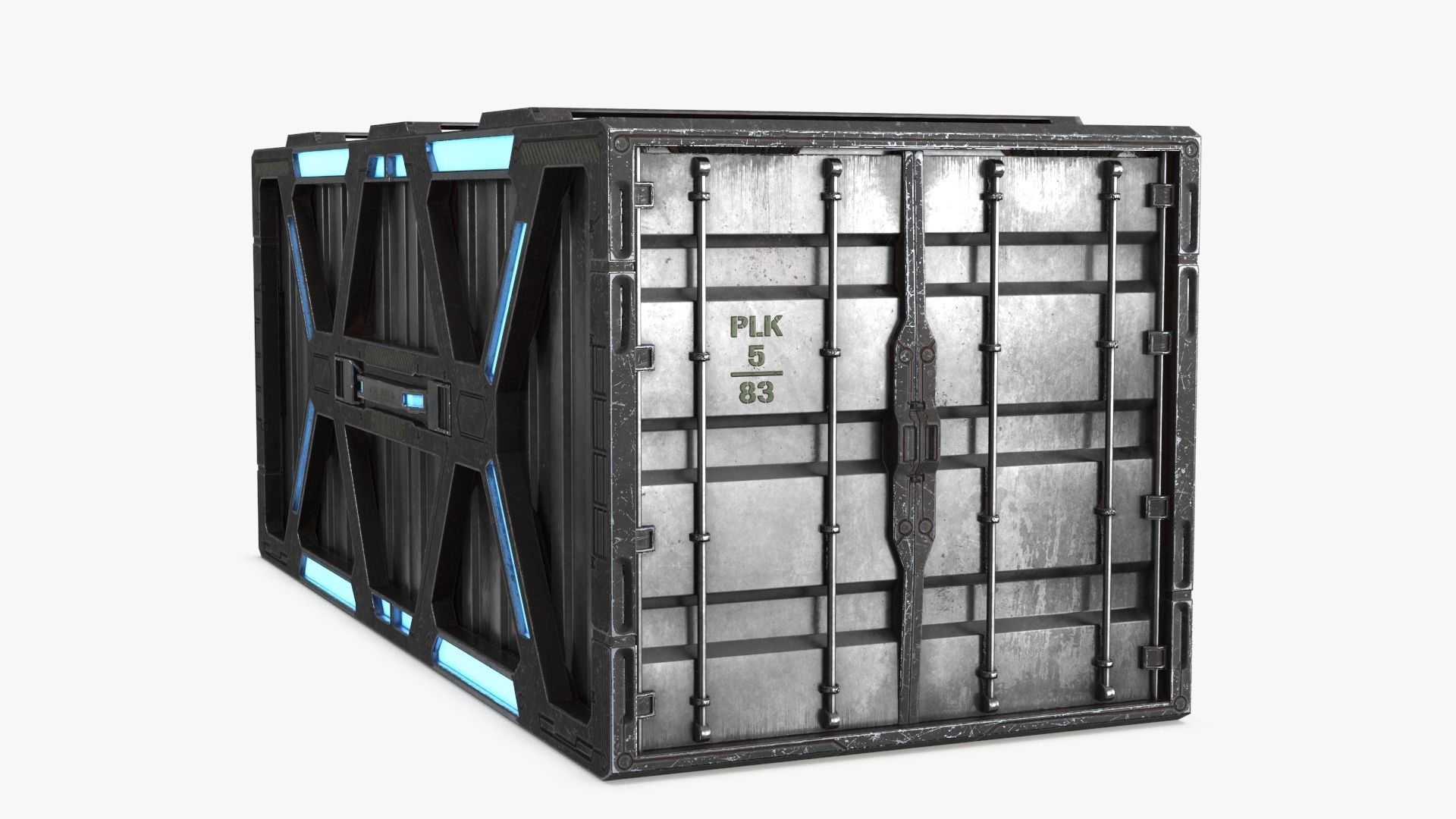 Sci-fi Container set of 3 v1 Low-poly 3D model_3