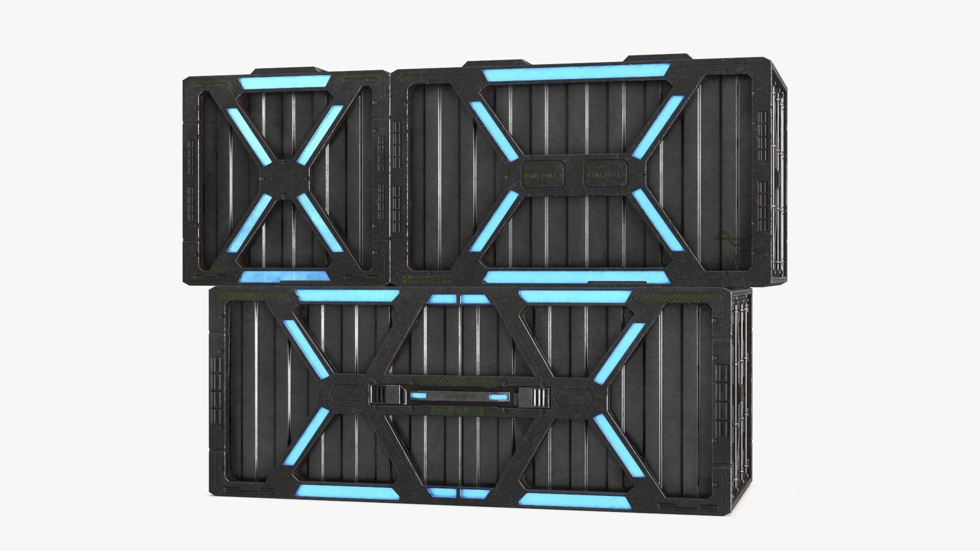 Sci-fi Container set of 3 v1 Low-poly 3D model_21