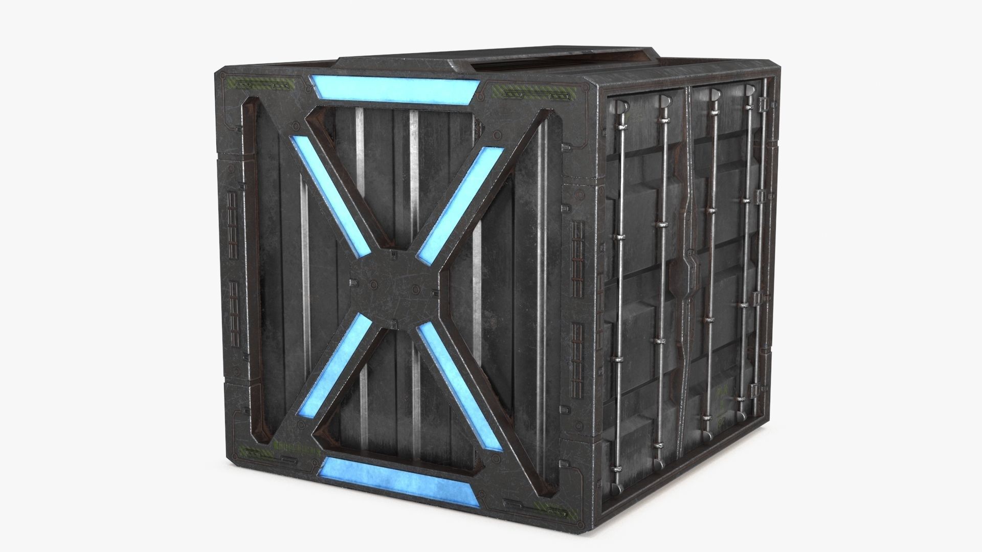 Sci-fi Container set of 3 v1 Low-poly 3D model_8