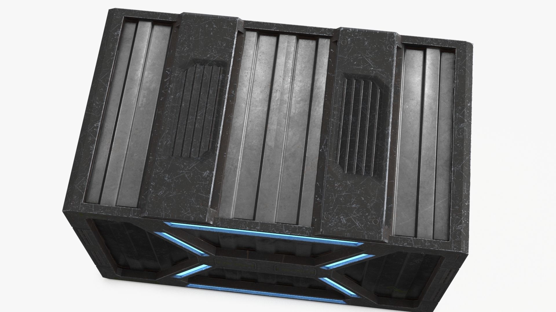 Sci-fi Container set of 3 v1 Low-poly 3D model_7