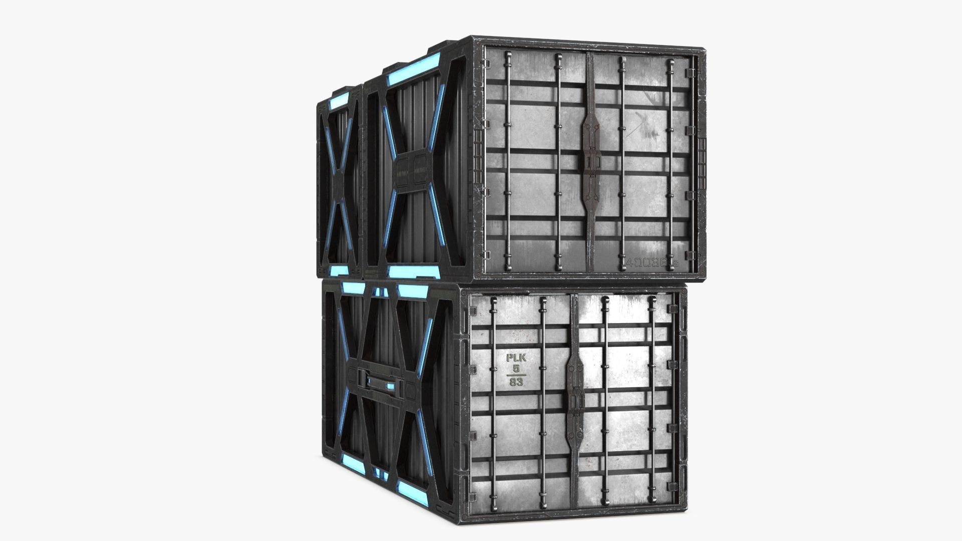 Sci-fi Container set of 3 v1 Low-poly 3D model_20