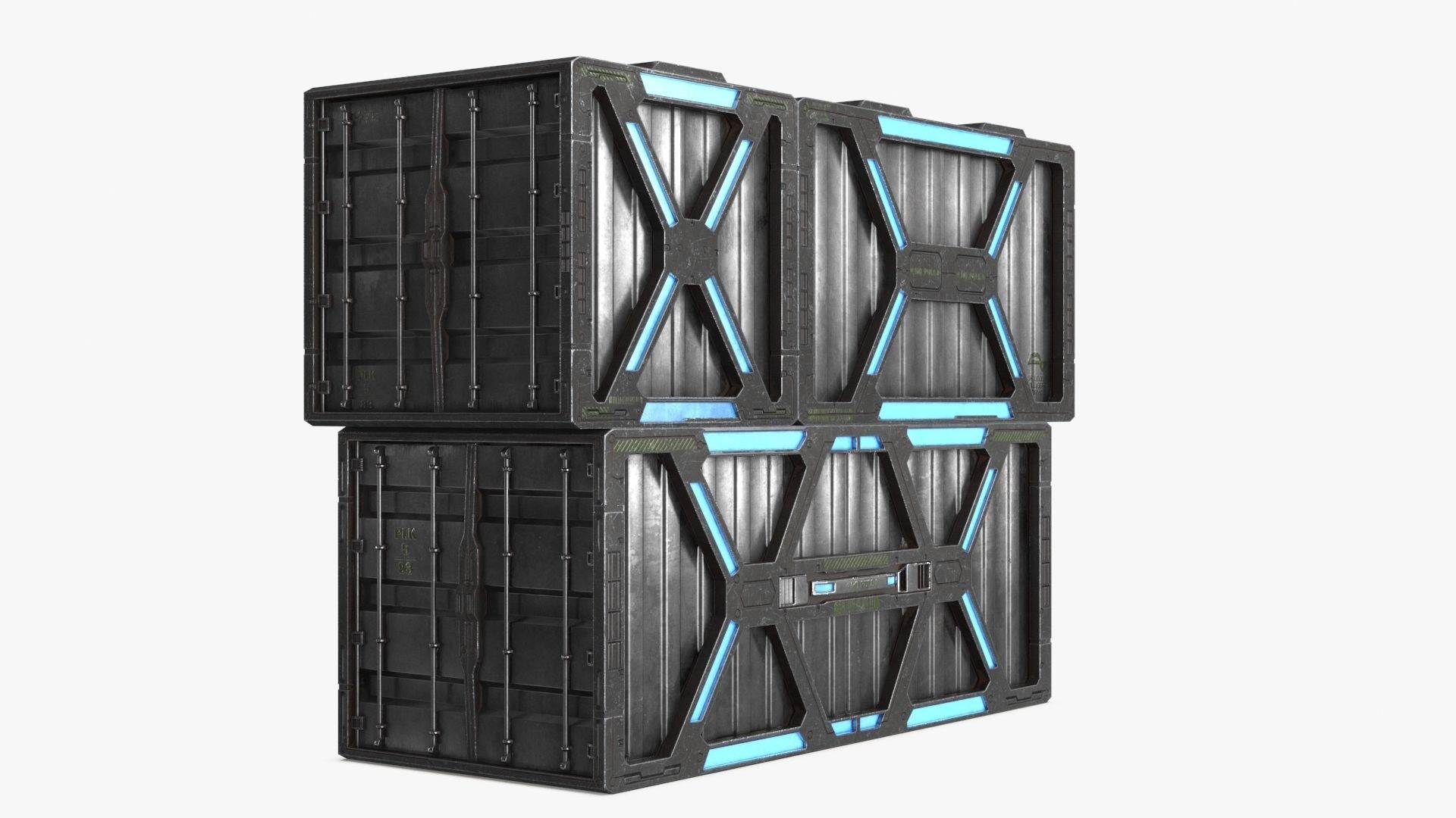 Sci-fi Container set of 3 v1 Low-poly 3D model_15
