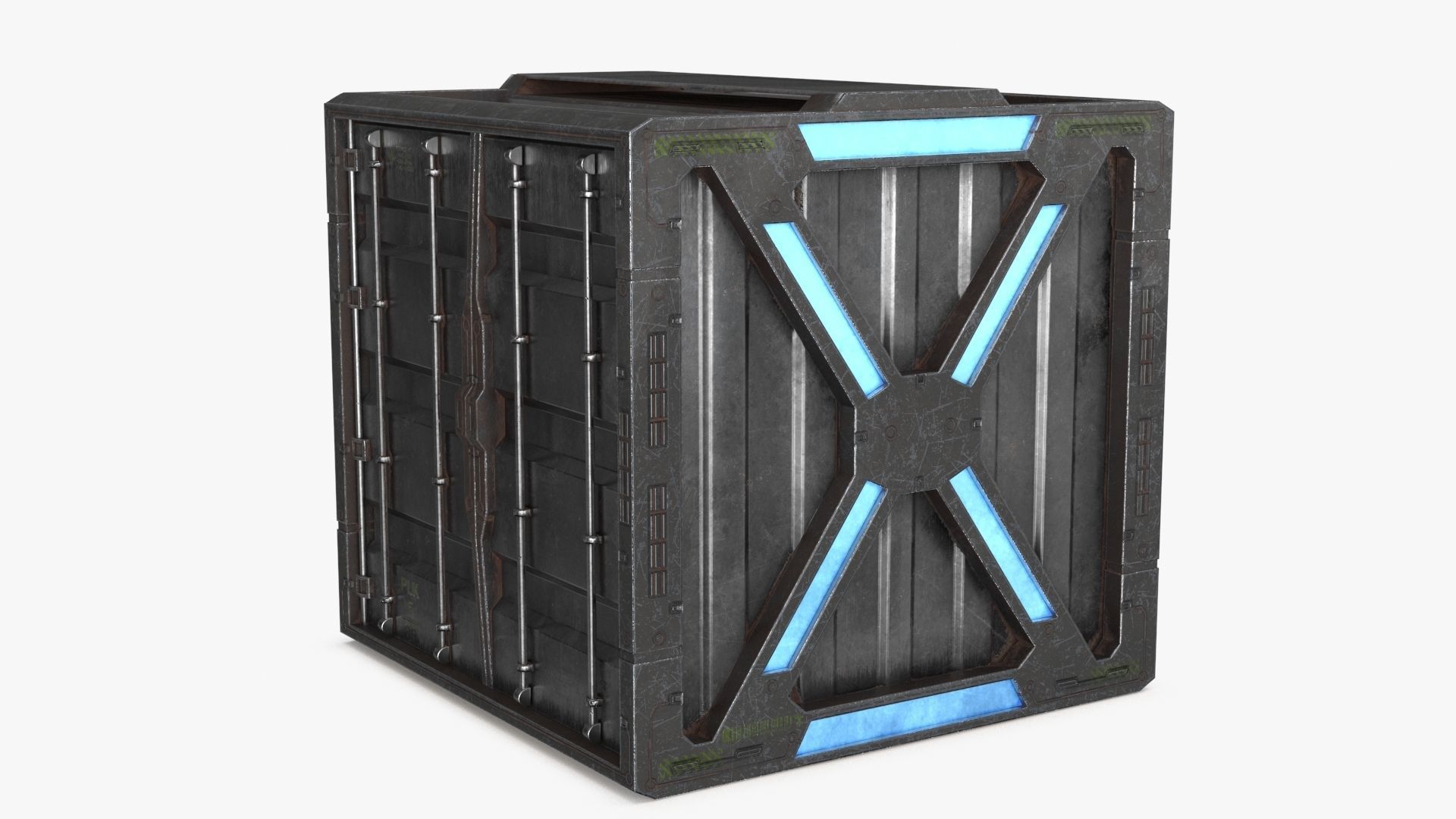 Sci-fi Container set of 3 v1 Low-poly 3D model_9